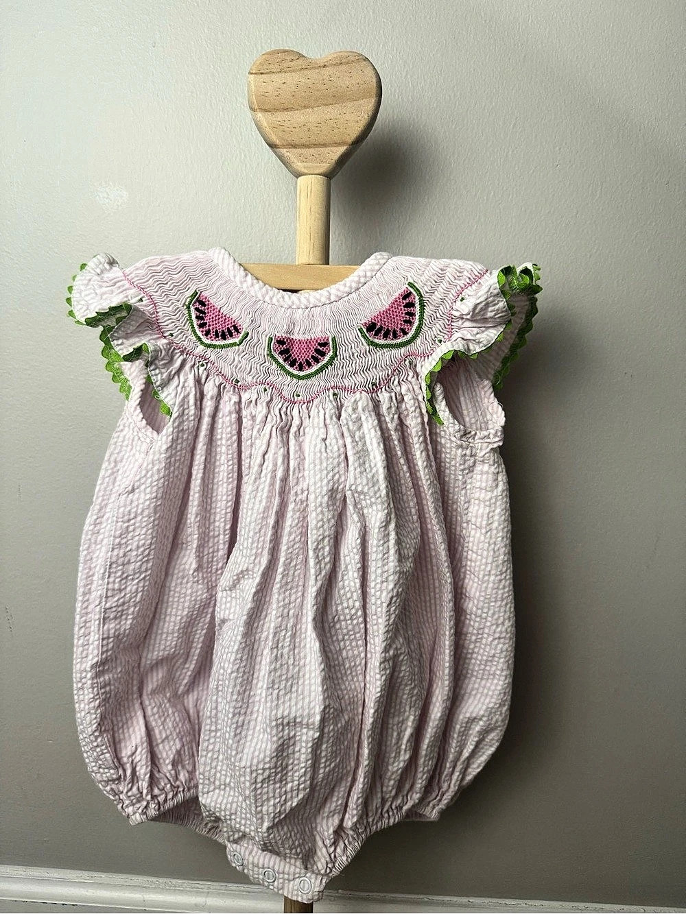 Classic Whimsy Baby Pink Gingham Romper Baby 12M